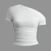 Basic Asymmetrical Ruched T-shirt>MICAS New