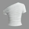 Basic Asymmetrical Ruched T-shirt>MICAS New