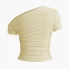 Basic Asymmetrical Ruched T-shirt>MICAS New