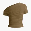 Basic Asymmetrical Ruched T-shirt>MICAS New