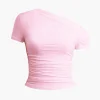 Basic Asymmetrical Ruched T-shirt>MICAS New
