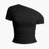 Basic Asymmetrical Ruched T-shirt>MICAS New