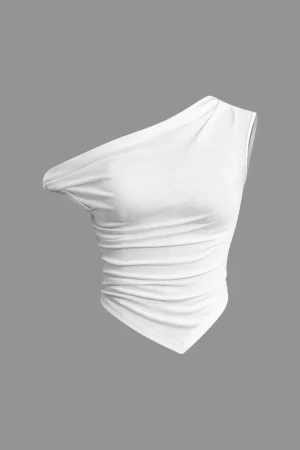 Basic Asymmetrical Twist Ruched T-shirt>MICAS Clearance