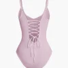 Basic Braided Tie V-neck Cami Bodysuit>MICAS Outlet