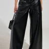 Basic Faux Leather High-Waist Trousers>MICAS Discount