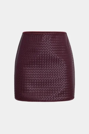 Basic Faux Leather Mini Skirt>MICAS Outlet