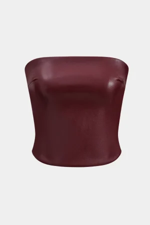 Basic Faux Leather Tube Top>MICAS Online