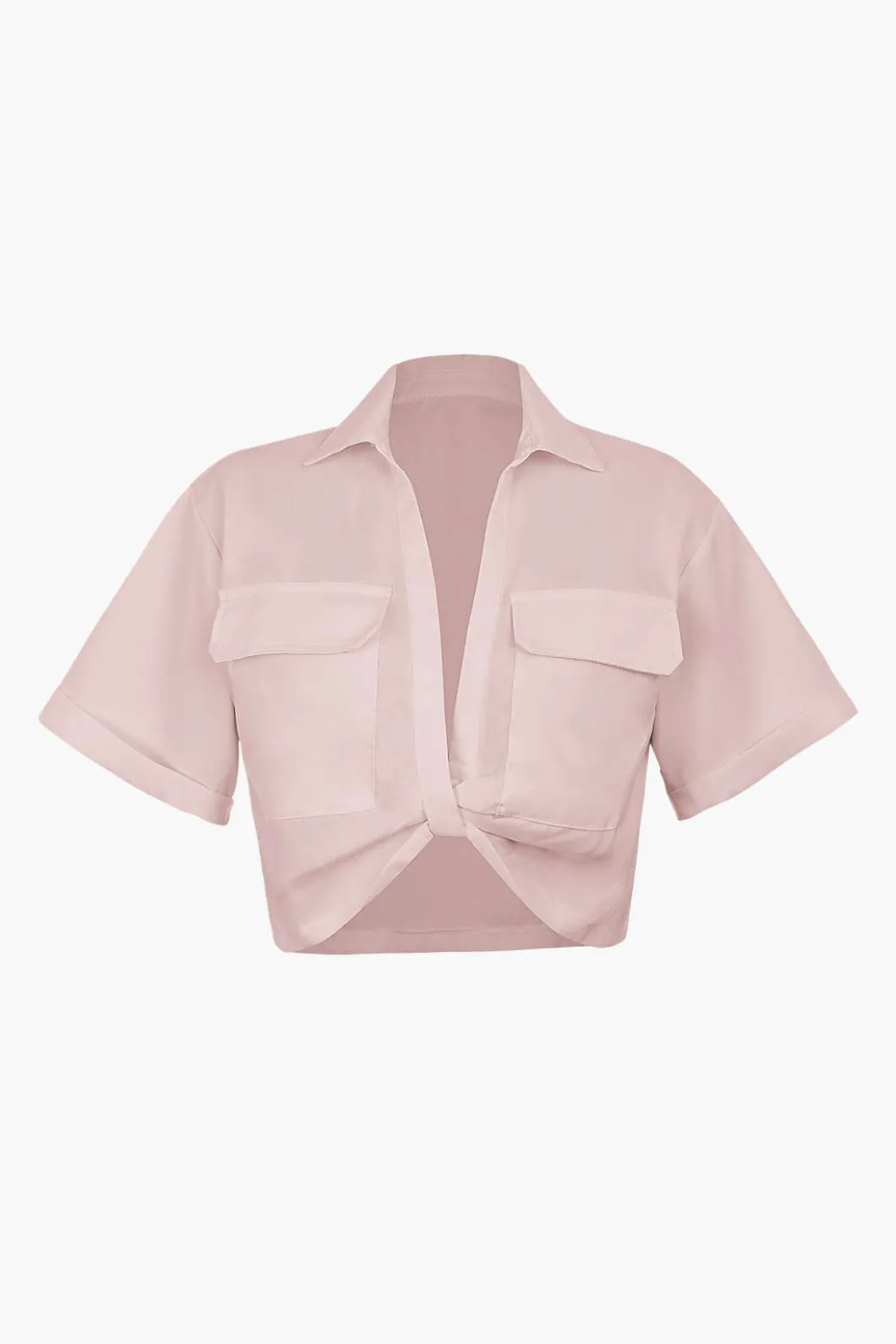 Basic Flap Pocket Twist Hem Shirt>MICAS Fashion