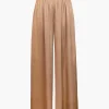 Basic Heavy Satin High Waisted Wide Leg Pants>MICAS Fashion