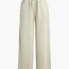 Basic Linen Drawstring Wide Leg Pants>MICAS New
