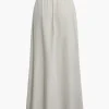 Basic Linen High Waist Maxi Skirt>MICAS Discount