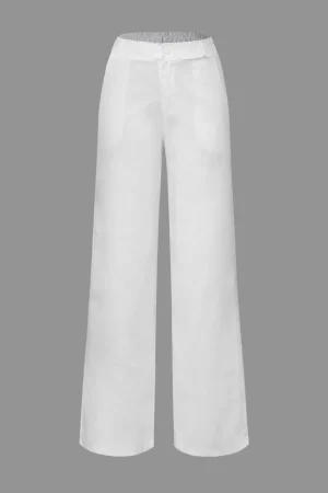 Basic Linen-Blend Straight Leg Pants>MICAS Clearance