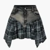 Basic Patchwork Print Denim Skirt>MICAS New
