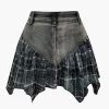 Basic Patchwork Print Denim Skirt>MICAS New