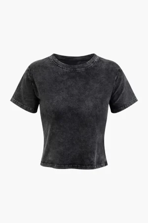 Basic Retro Round Neck T-shirt>MICAS Best