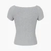 Basic Ribbed Square Neck Short Sleeve T-Shirt>MICAS Online