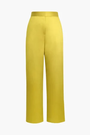 Basic Satin High Waisted Straight Leg Trousers>MICAS Clearance