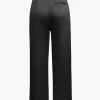 Basic Satin High Waisted Straight Leg Trousers>MICAS Clearance