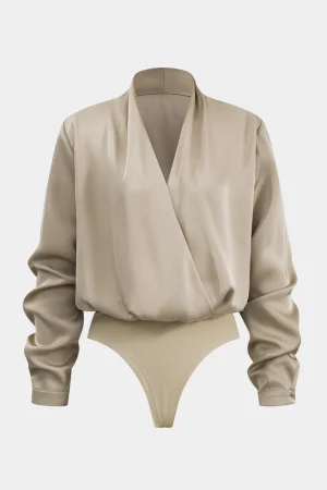 Basic Satin Long Sleeve Bodysuit>MICAS Online