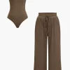 Basic Solid Bodysuit And Trouser Set>MICAS Clearance