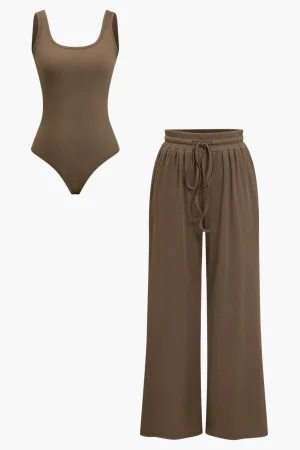 Basic Solid Bodysuit And Trouser Set>MICAS Clearance