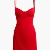 Basic Solid Bustier Slip Mini Dress>MICAS Best