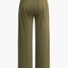 Basic Solid Crop T-shirt And Pleated High Waist Wide Leg Pants Set>MICAS Fashion