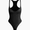 Basic Solid Deep-V Neck Bustier Bodysuit>MICAS Best