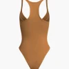 Basic Solid Deep-V Neck Bustier Bodysuit>MICAS Best