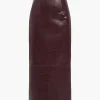 Basic Solid Faux Leather Midi Skirt>MICAS Outlet