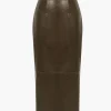 Basic Solid Faux Leather Midi Skirt>MICAS Outlet