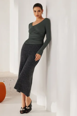 Basic Solid High-Waisted Mermaid Sweater Skirt>MICAS Fashion