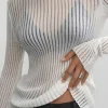Basic Solid Knit Long-Sleeve Top>MICAS Sale