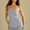 Basic Solid Knit Split Strapless Top And Shorts Set>MICAS Outlet