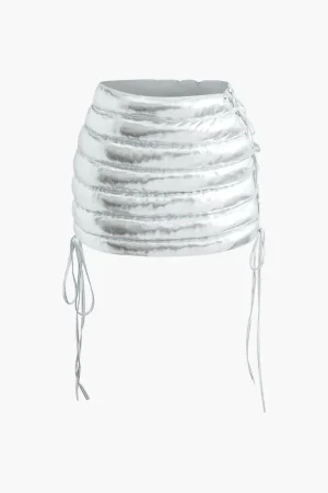 Basic Solid Lace-Up Mini Skirt>MICAS Best