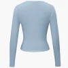 Basic Solid Round Neck Long Sleeve Top>MICAS Clearance