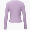 Basic Solid Round Neck Long Sleeve Top>MICAS Clearance