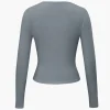 Basic Solid Round Neck Long Sleeve Top>MICAS Clearance