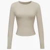 Basic Solid Round Neck Long Sleeve Top>MICAS Clearance