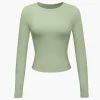 Basic Solid Round Neck Long Sleeve Top>MICAS Clearance