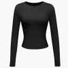Basic Solid Round Neck Long Sleeve Top>MICAS Clearance