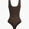 Basic Solid Round Neck Sleeveless Bodysuit>MICAS Discount