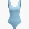 Basic Solid Round Neck Sleeveless Bodysuit>MICAS Discount