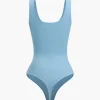 Basic Solid Round Neck Sleeveless Bodysuit>MICAS Discount