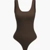 Basic Solid Round Neck Sleeveless Bodysuit>MICAS Discount