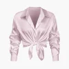 Basic Solid Satin Long-Sleeve Shirt>MICAS Sale