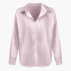 Basic Solid Satin Long-Sleeve Shirt>MICAS Sale