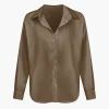 Basic Solid Satin Long-Sleeve Shirt>MICAS Sale