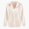 Basic Solid Satin Long-Sleeve Shirt>MICAS Sale