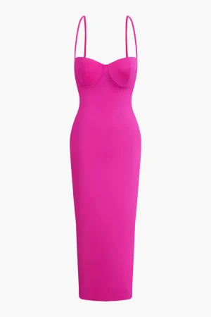 Basic Solid Slip Maxi Dress>MICAS Hot